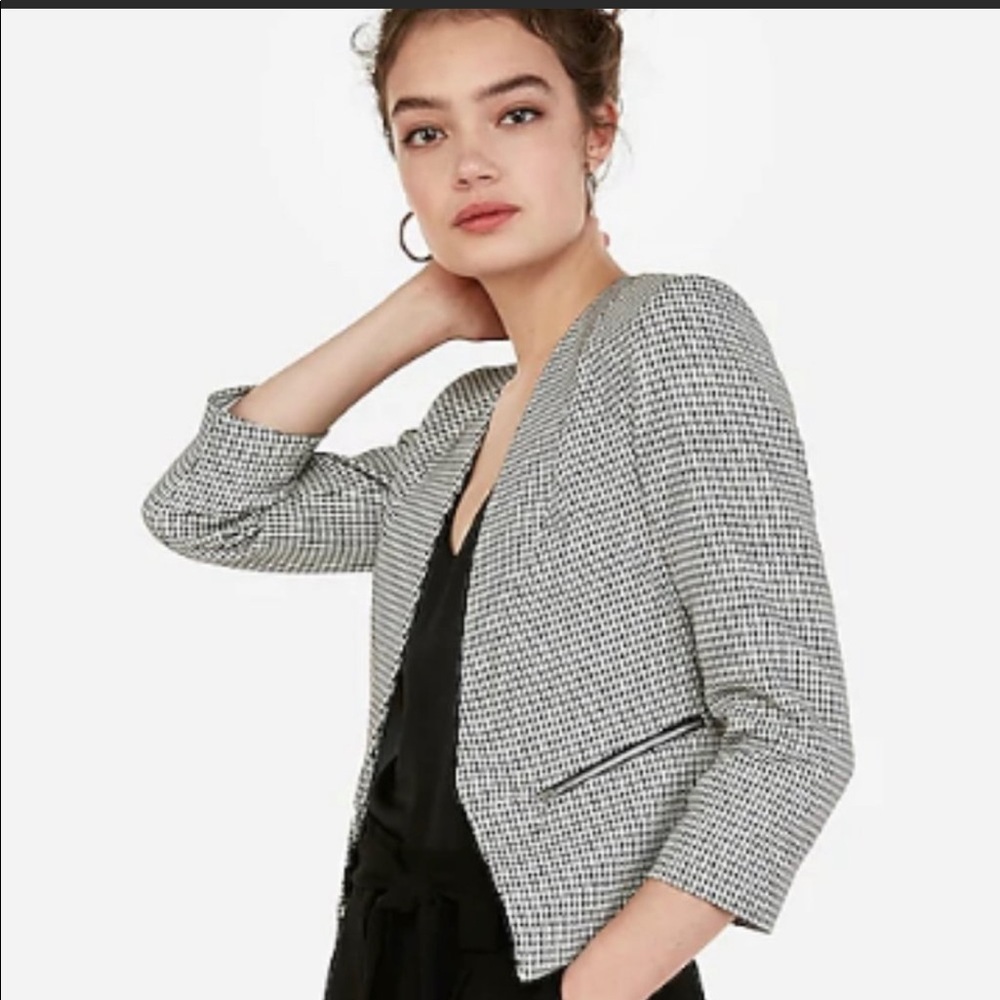 Express Houndstooth cropped blazer